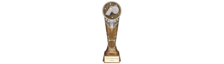 IKON TOWER FOOTBALL REFEREE WHISTLE TROPHY - 5 SIZES - 12.5CM TO 22.5CM IKON TOWER FOOTBALL REFEREE WHISTLE TROPHY - 5 SIZES - 12.5CM TO 22.5CM